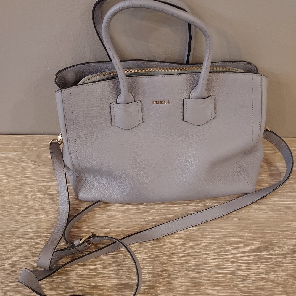 Furla Gray Leather Tote Bag